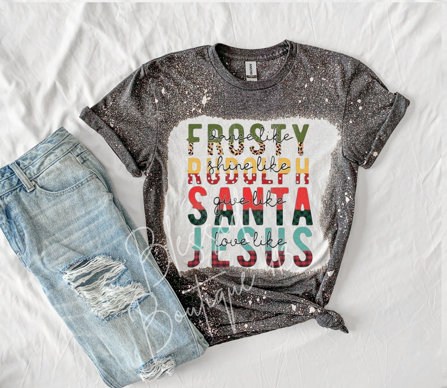 Frosty, Rudolph, Santa, & Jesus shirt