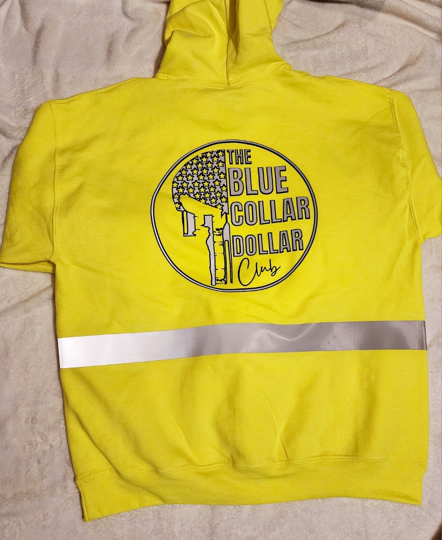 Iron Worker Hoodie with Reflective Strips – High-Vis Safety Green