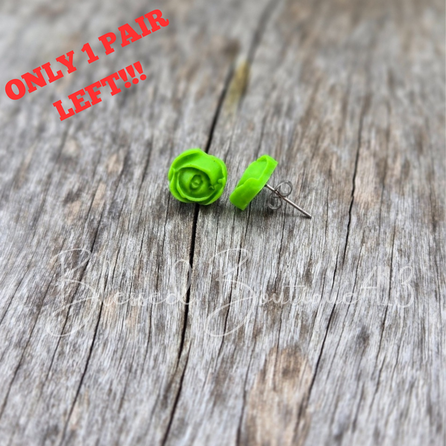 Lime Rosebud Studs